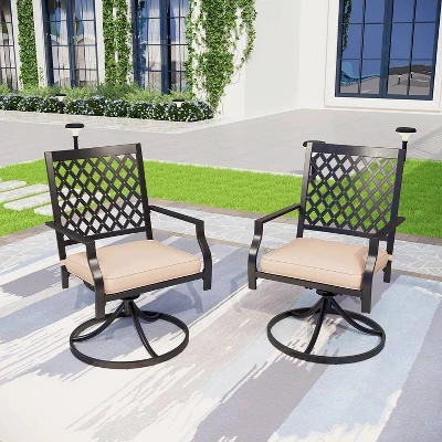 5pc Patio Set With 37" Metal Gridded Table & Swivel Arm Chairs - Captiva Designs - Image 4