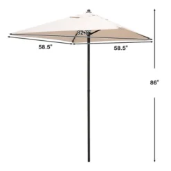 Tangkula 5ft Patio Square Market Table Umbrella Shelter 4 Sturdy Ribs