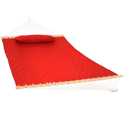 Sunnydaze Decor Sunnydaze Heavy-Duty 2-Person Quilted Designs Fabric Hammock With Spreader Bars And Detachable Pillow - 440 Lb Weight Capacity - Image 9