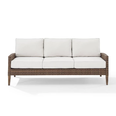 Capella Outdoor Wicker Sofa - Cream/Brown - Crosley - Image 5