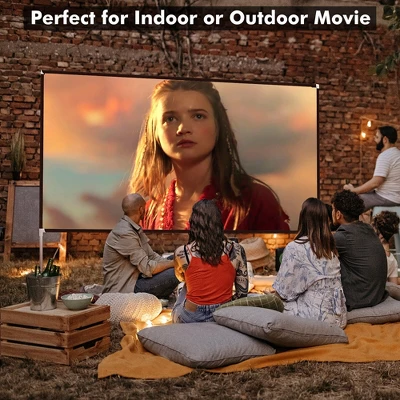 Costway 120'' Projector Screen W/ Stand 16:9 HD 4K Indoor Outdoor Projection Movie Screen - Image 3