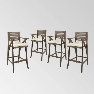Hermosa 4pk Acacia Wood Patio Barstools - Christopher Knight Home