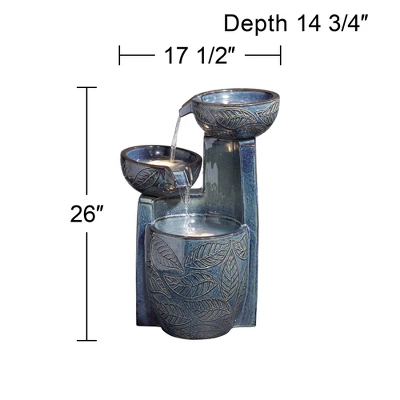 John Timberland Summer Leaves Cascading Bowls Modern Outdoor Floor Water Fountain With LED Light 26" For Yard Garden Patio Deck Porch House Exterior - Image 6