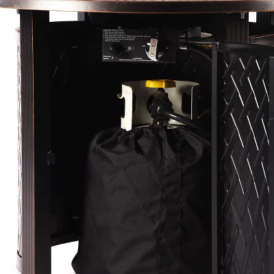 5pc Outdoor Dining Set With 34" Aluminum Round Weave Design Fire Table, Deep Seating Swivel Rocking Chairs & Covers - Oakland Living - Image 9