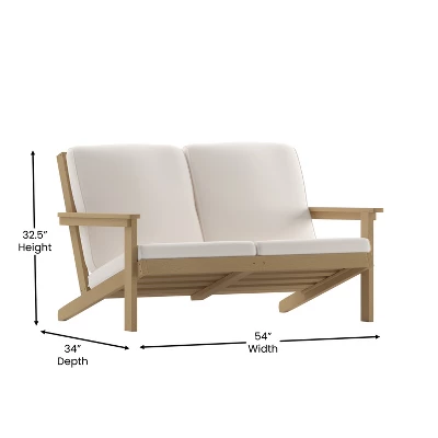 Merrick Lane All-Weather Poly Resin Wood Adirondack Style Deep Seat Patio Loveseat With Cushions - Image 6