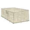 Plow & Hearth - Deluxe Outdoor Large Rectangle Table And Chairs Furniture Cover, Sand