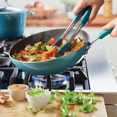 Rachael Ray Cook + Create 10.5" Nonstick Aluminum Stir Fry Pan Agave Blue - Image 5