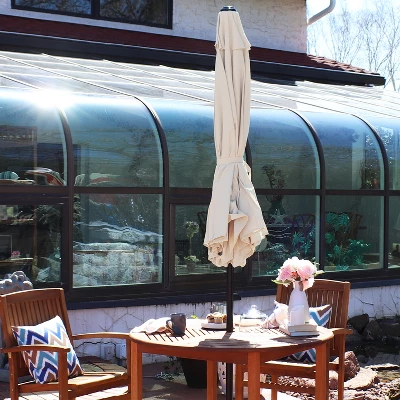 Sunnydaze Decor Sunnydaze Outdoor Aluminum Patio Table Umbrella With Polyester Canopy And Push Button Tilt And Crank - 9' - Image 2