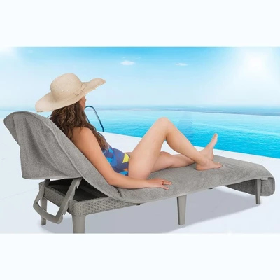 American Soft Linen Chaise Lounge Covers With Pocket, 100% Cotton Pool Chair Lounge Towel, 86"x30" Oversized Beach And Pool Towel - Image 7