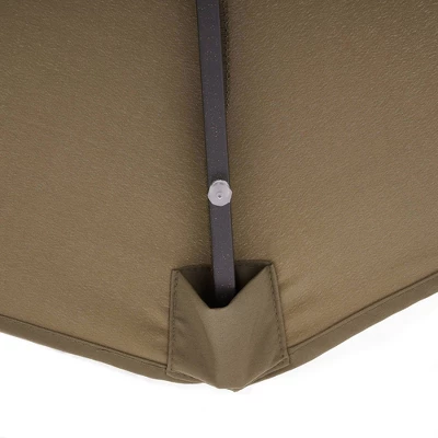 9' X 9' Solar LED Patio Umbrella With Tilt Adjustment And Crank Lift Brown - Wellfor - Image 5