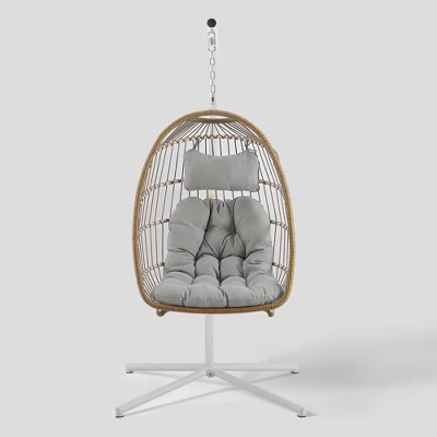 Toluca Hanging Outdoor Boho Egg Chair With Cushion - Saracina Home - Image 9