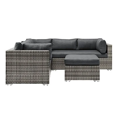 4pc Metal Multi-Shade Rattan Sectional - Gray - Saracina Home - Image 2