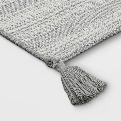 5' X 7' Striped Tapestry Outdoor Rug Charcoal Gray - Threshold™ - Image 2