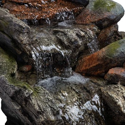28" Resin 3-Tier Rainforest Fountain With LED Lights Bronze - Alpine Corporation - Image 5