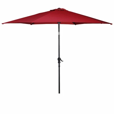 Costway 9FT Patio Umbrella Patio Market Steel Tilt W/ Crank Outdoor Yard Garden Burgundy - Image 9
