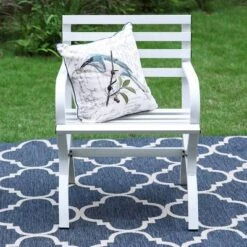 Outdoor Single Seat Steel Patio Chair - White - Captiva Designs
