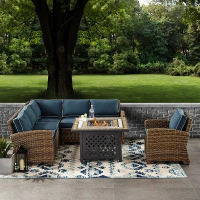Bradenton 5pc Outdoor Wicker Seating With Fire Table - Crosley