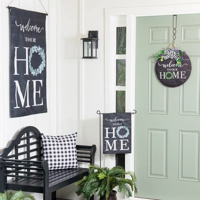 Evergreen Eucalyptus Welcome Burlap House Flag 28 X 44 Inches Outdoor Decor For Homes And Gardens