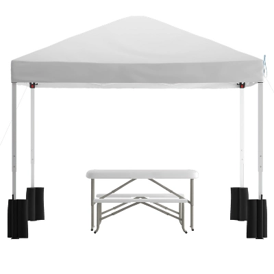 Emma And Oliver Portable Tailgate And Camping Set With Pop Up Event Canopy Tent With Wheeled Case And Folding Table With Benches Set - Image 9
