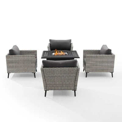 Richland 5pc Outdoor Wicker Conversation Set With Fire Table - Crosley - Image 6