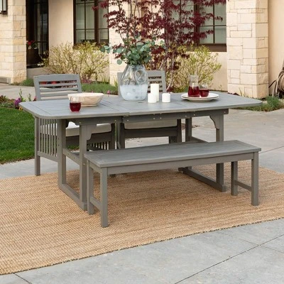 Ravenscroft 4pc Extendable Acacia Wood Outdoor Dining Set - Saracina Home - Image 5