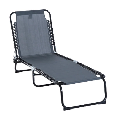 Outsunny Outdoor Folding Chaise Lounge Chair Portable Lightweight Reclining Garden Sun Lounger With 4-Position Adjustable Backrest For Patio, Deck, And Poolside - Image 7