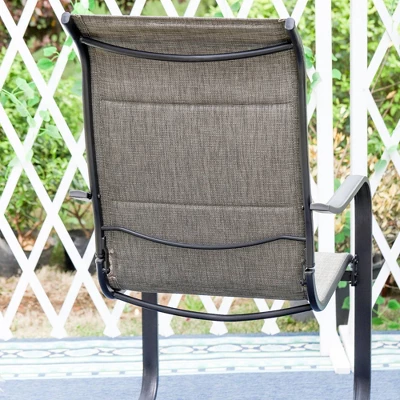 7pc Patio Set With Steel Table With 1.57" Umbrella Hole & Padded Sling C-Spring Arm Chairs - Captiva Designs - Image 15