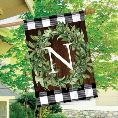 Wreath Monogram N Double-Sided House Flag Everyday 28" X 40" Briarwood Lane - Image 2