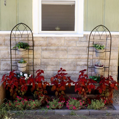 Sunnydaze Decor Sunnydaze 2-Piece Arched Climbing Plants Wall Trellis With Flower Pot Supports - Image 5