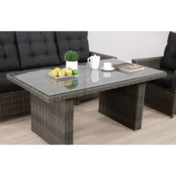 Asti Rectangle Wicker Outdoor Cocktail Table - Gray - Alaterre Furniture