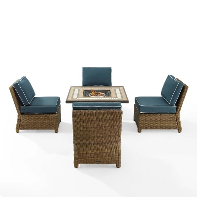 Bradenton 5pc Outdoor Wicker Armless Chair & Fire Table Set - Crosley - Image 6
