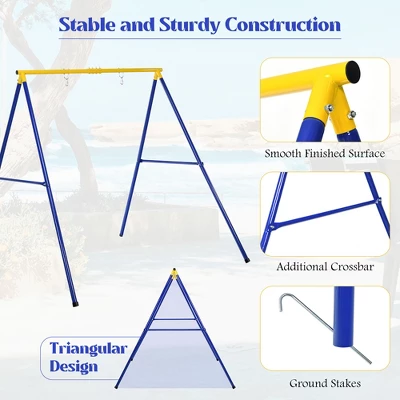 Extra Large Heavy Duty A-Frame Steel Swing Stand Set 40β Nest Tree Swing Yellow