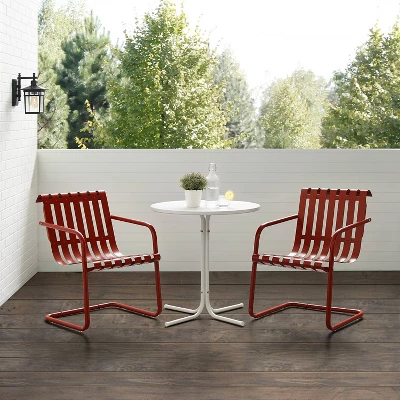 Gracie 3pc Outdoor Metal Bistro Set With Table & 2 Armchairs - Crosley - Image 2
