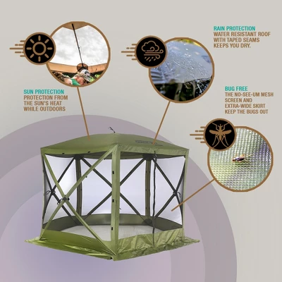 CLAM Quick-Set Venture Portable Pop-Up Outdoor Camping Gazebo Screen Tent Sided Canopy Shelter With Ground Stakes And Carry Bag - Image 3