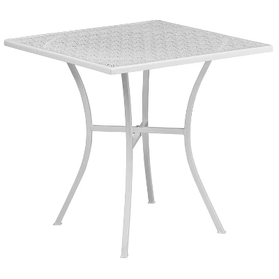 Emma And Oliver Commercial Grade 28" Square Colorful Metal Garden Patio Table - Image 8
