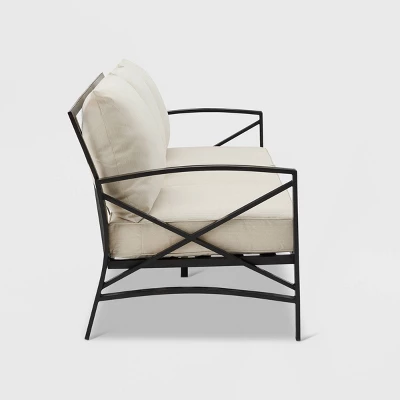 Kaplan Outdoor Metal Sofa Oil Rubbed Bronze With Cushions - Crosley - Image 4