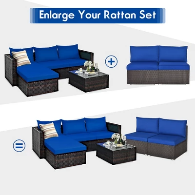 Costway 2PCS Patio Rattan Armless Sofa Sectional Furniture - Image 4