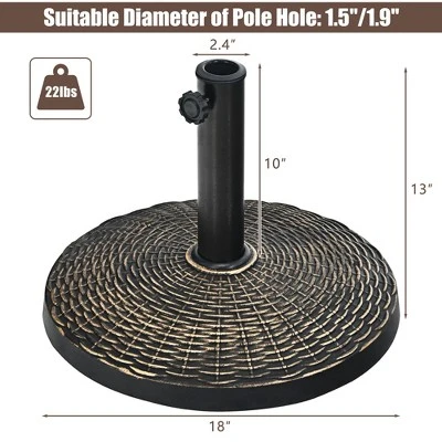 Costway 22 Lbs Round Resin Patio Umbrella Base Stand Holder W/ Adjustable Knob - Image 3
