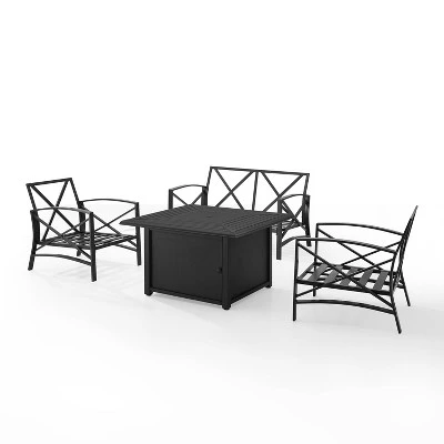Kaplan 4pc Outdoor Conversation Set With Dante Fire Table - Mist - Crosley - Image 3