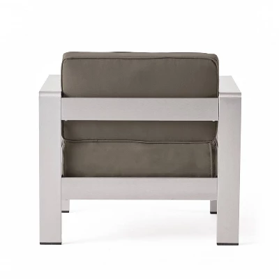 Cape Coral 5pc Aluminum And MGO Seating Set With Fire Table Khaki/Light Gray - Christopher Knight Home - Image 10
