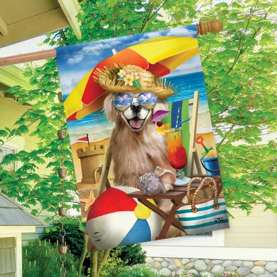 Beach Day Dog Summer House Flag Sand Castle Humor 28" X 40" Briarwood Lane - Image 2