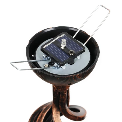 31" Resin Solar Pearlized Glass Bird Finial Garden Stake Green - Exhart - Image 5