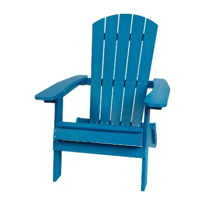 Merrick Lane Set Of Two Folding Adirondack Patio Chairs With Matching Outdoor Side Table - Image 4