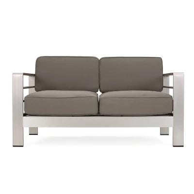 Cape Coral 5pc Aluminum And MGO Seating Set With Fire Table Khaki/Light Gray - Christopher Knight Home - Image 3