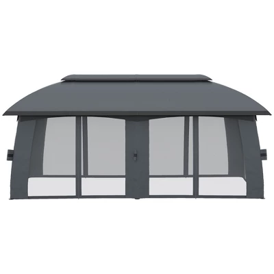 Outsunny 10' X 20' Patio Gazebo, Outdoor Gazebo Canopy Shelter With Netting & Curtains, Vented Roof, Steel Frame For Garden And Lawn - Image 4