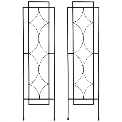 Sunnydaze Decorative Steel Metal Chic Diamonds Design Garden Trellis - Black - 2-Pack - Image 6