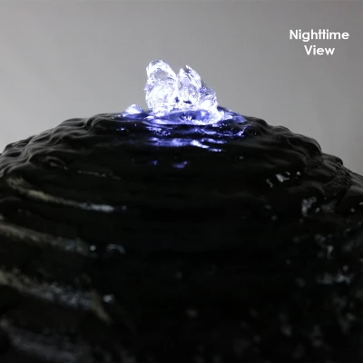 Sunnydaze Decor Sunnydaze Outdoor Polyresin Solar Powered Pedestal And Ball Modern Water Fountain With LED Lights - 31" - Image 2