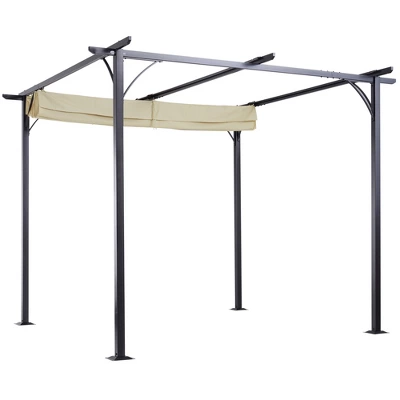 Outsunny 10' X 10' Retractable Patio Gazebo Pergola With UV Resistant Outdoor Canopy & Strong Steel Frame - Image 3