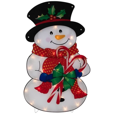 Northlight 30.5" Lighted Snowman With Candy Canes Christmas Outdoor Decoration - Image 2