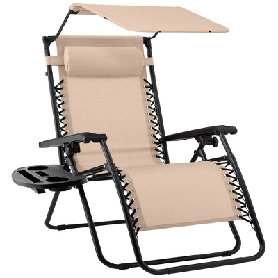 Best Choice Products Folding Zero Gravity Recliner Patio Lounge Chair W/ Canopy Shade, Headrest, Tray - Image 16